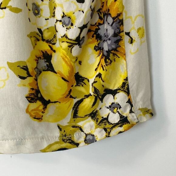 Forever 21 Flower Print Strapless Mini Dress Cream Yellow Sundress - Picture 5 of 11